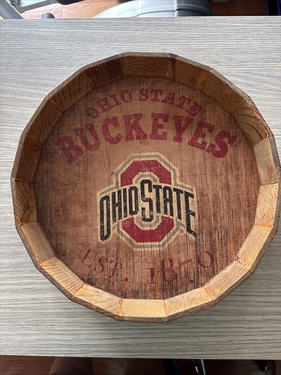 Ohio State Other - Ohio State Buckeyes Rustic Wooden Barrel Style Serving Tray College Licensed 16”